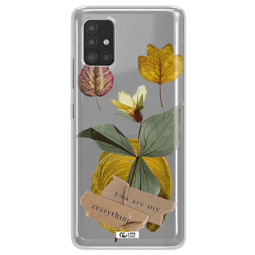 A Flower With Leaves And A Box Samsung A51 Clear Tpu Case