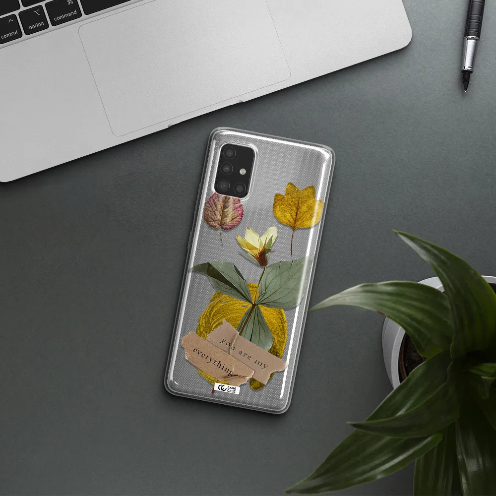 A Flower With Leaves And A Box Samsung A51 Clear Tpu Case