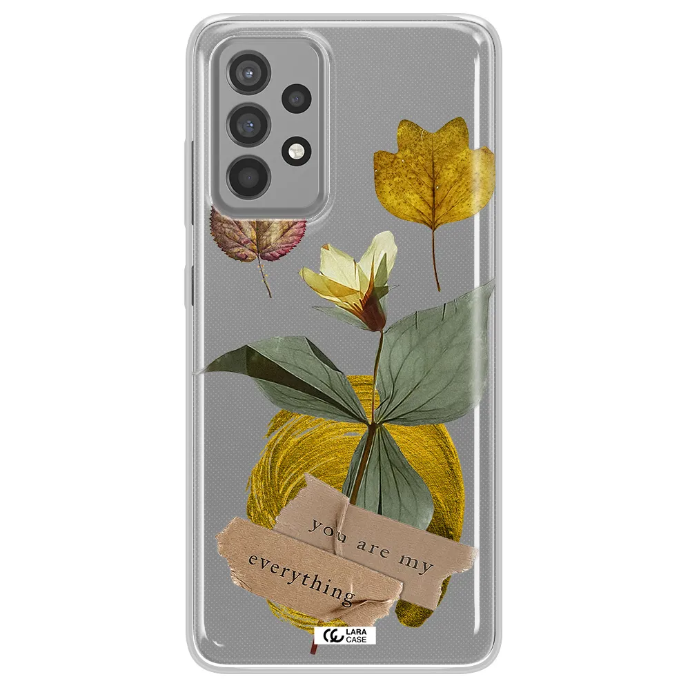A Flower With Leaves And A Box Samsung A52 Clear Tpu Case