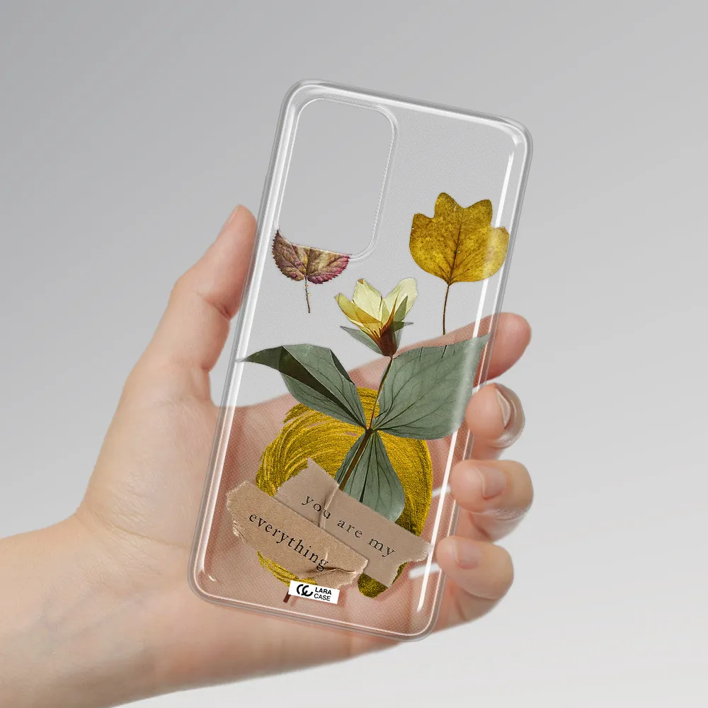 A Flower With Leaves And A Box Samsung A52 Clear Tpu Case