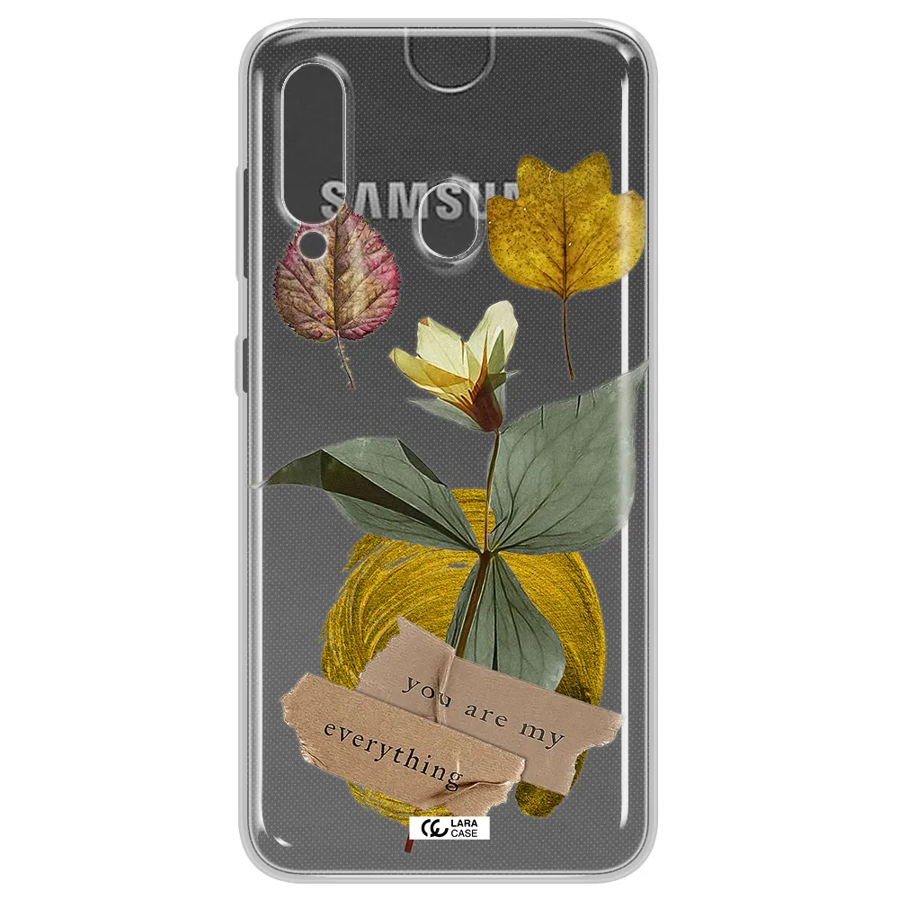 A Flower With Leaves And A Box Samsung A60 Clear Tpu Case