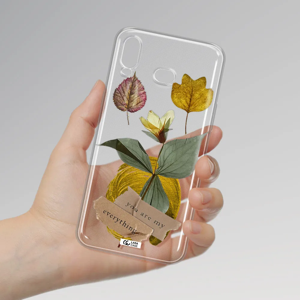 A Flower With Leaves And A Box Samsung A6S Clear Tpu Case