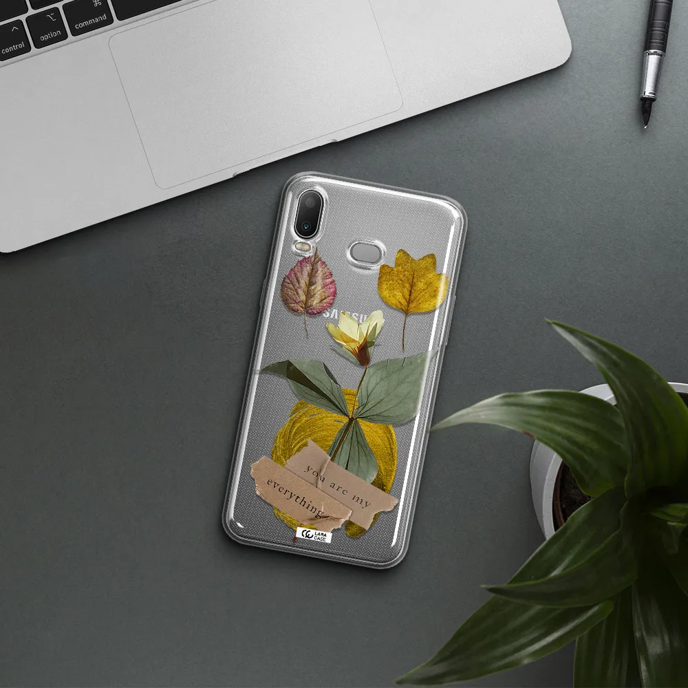A Flower With Leaves And A Box Samsung A6S Clear Tpu Case