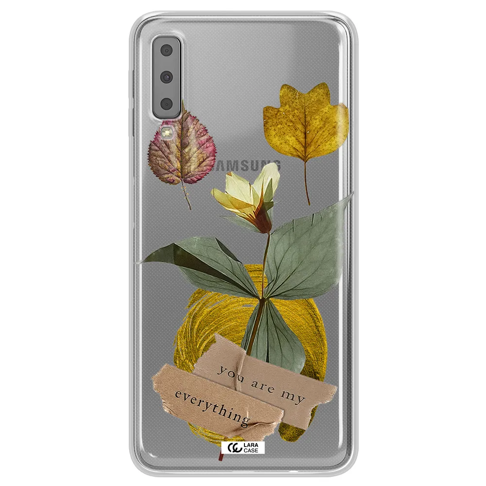 A Flower With Leaves And A Box Samsung A7 2018 Clear Tpu Case
