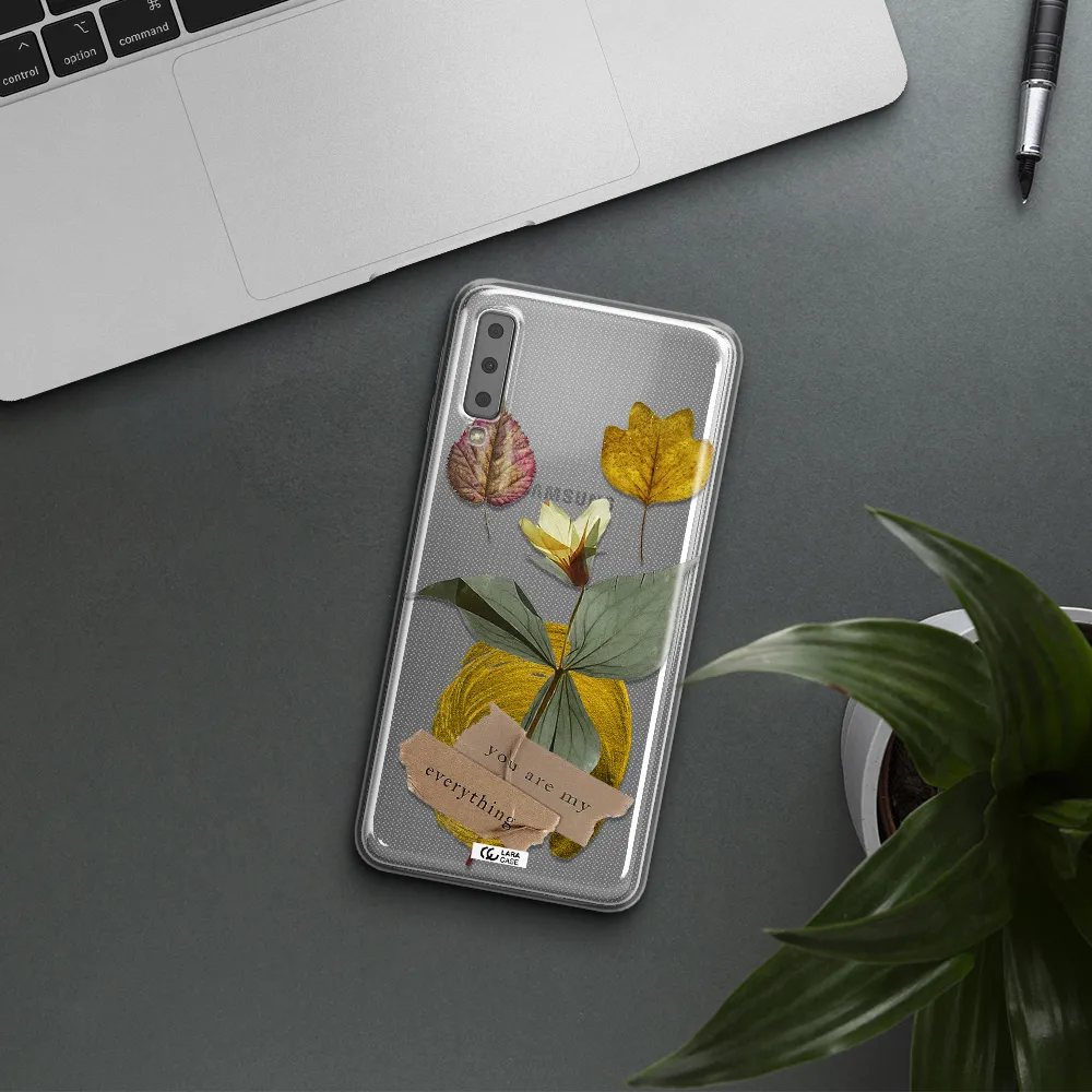 A Flower With Leaves And A Box Samsung A7 2018 Clear Tpu Case