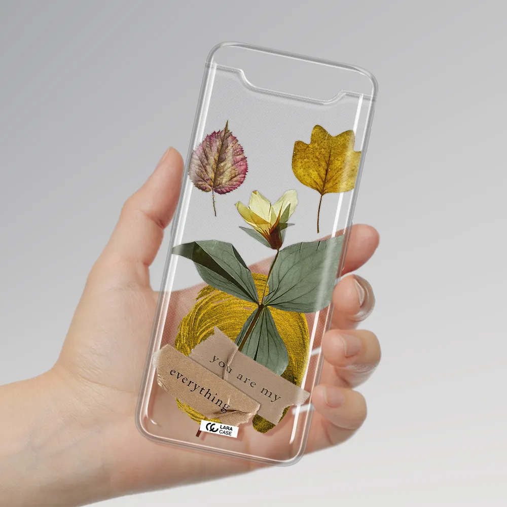 A Flower With Leaves And A Box Samsung A80 Clear Tpu Case