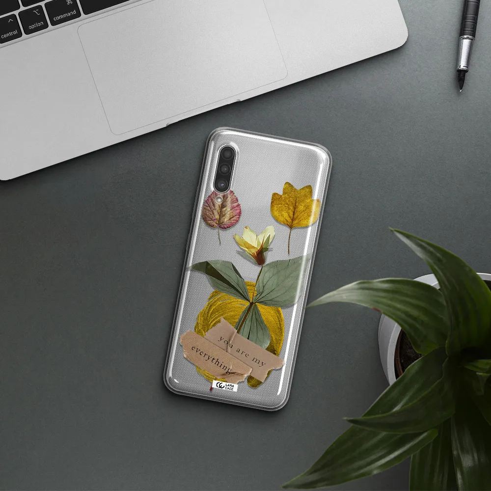 A Flower With Leaves And A Box Samsung A90 Clear Tpu Case