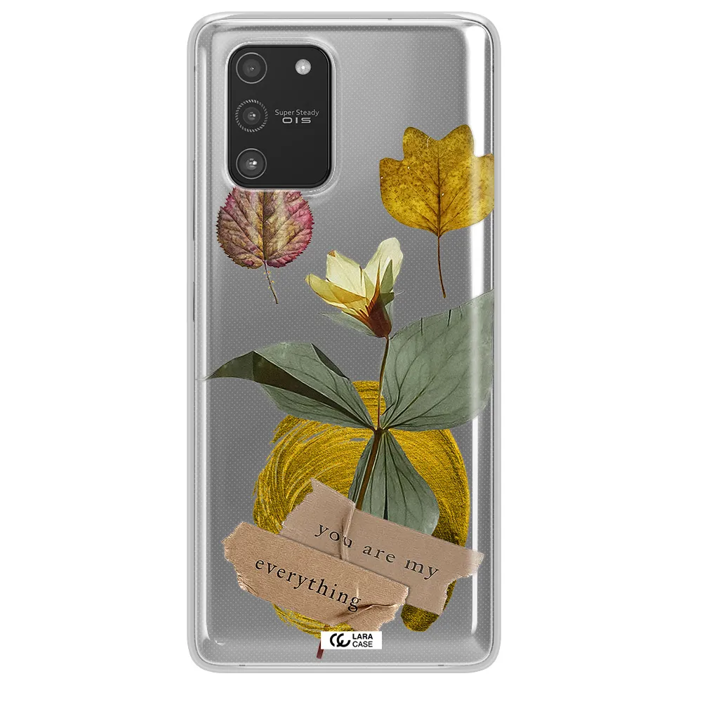 A Flower With Leaves And A Box Samsung A91 Clear Tpu Case