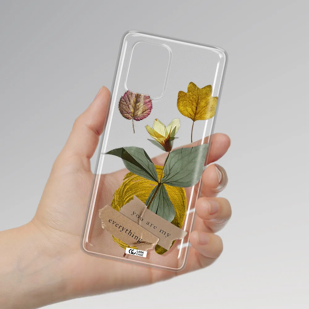 A Flower With Leaves And A Box Samsung A91 Clear Tpu Case