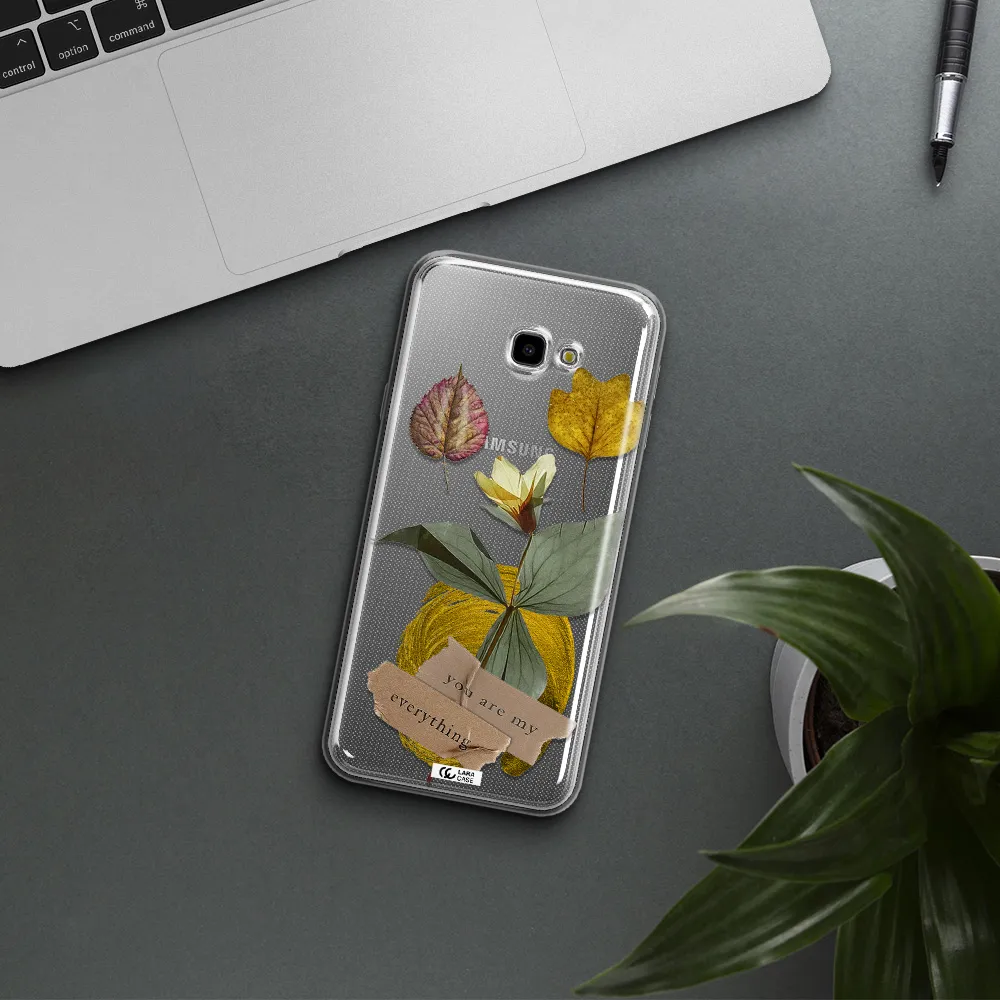 A Flower With Leaves And A Box Samsung J4 Plus Clear Tpu Case