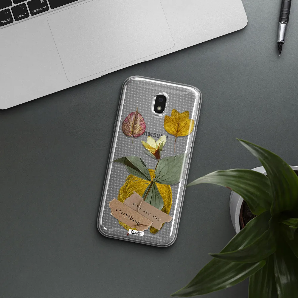 A Flower With Leaves And A Box Samsung J5 2017 Clear Tpu Case