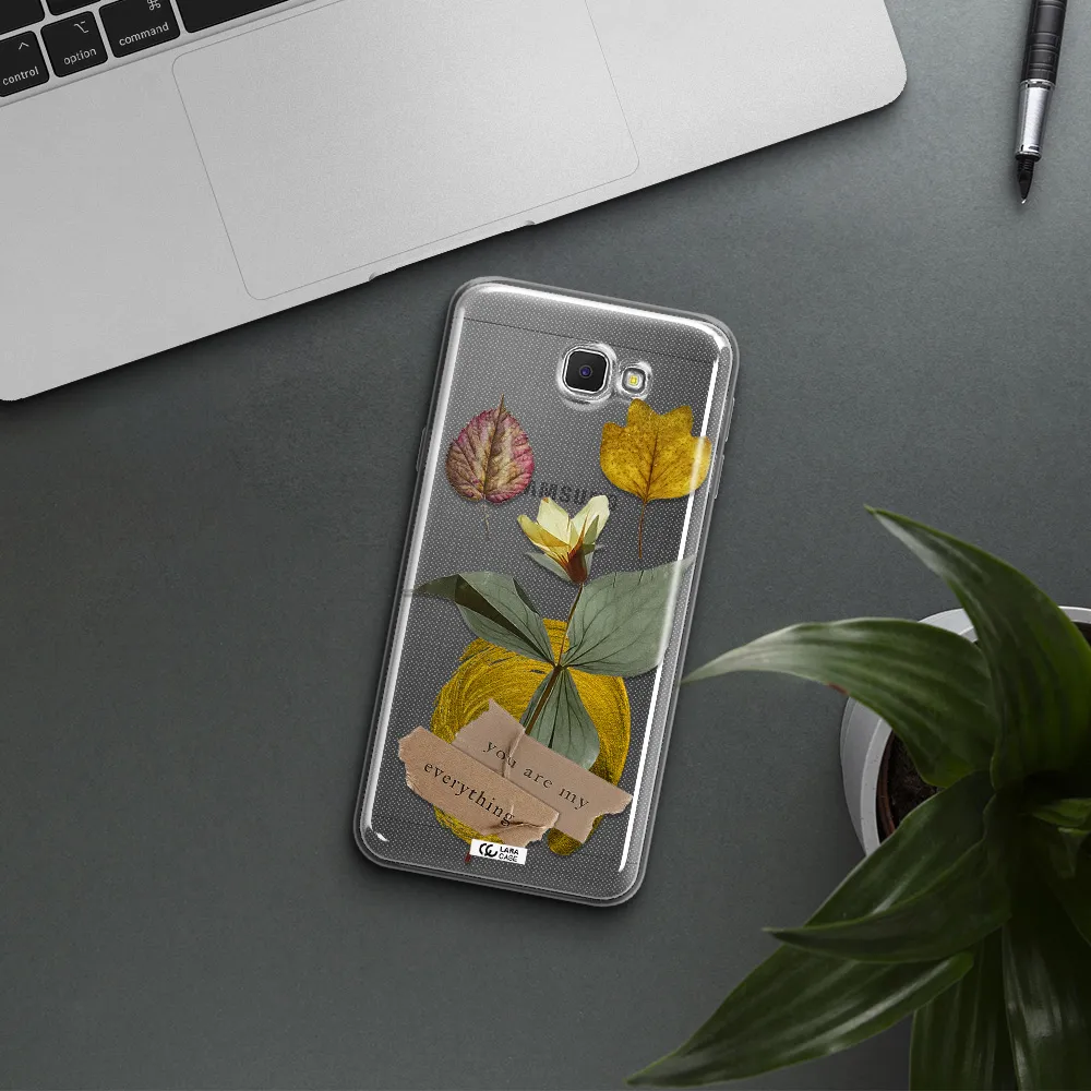 A Flower With Leaves And A Box Samsung J5 Prime Clear Tpu Case
