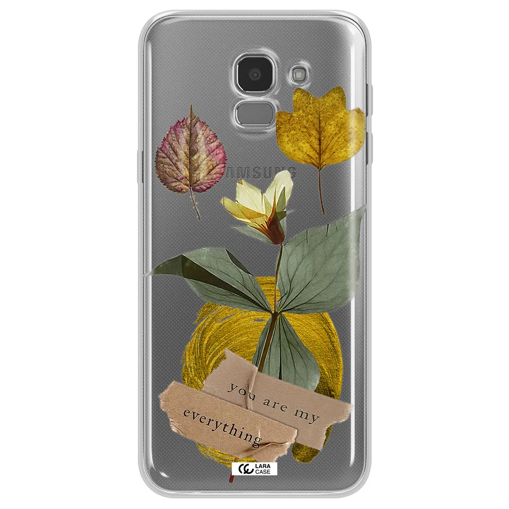 A Flower With Leaves And A Box Samsung J6 Clear Tpu Case