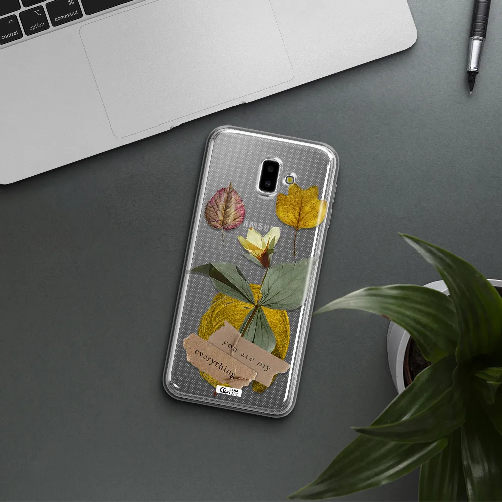 A Flower With Leaves And A Box Samsung J6 Plus Clear Tpu Case