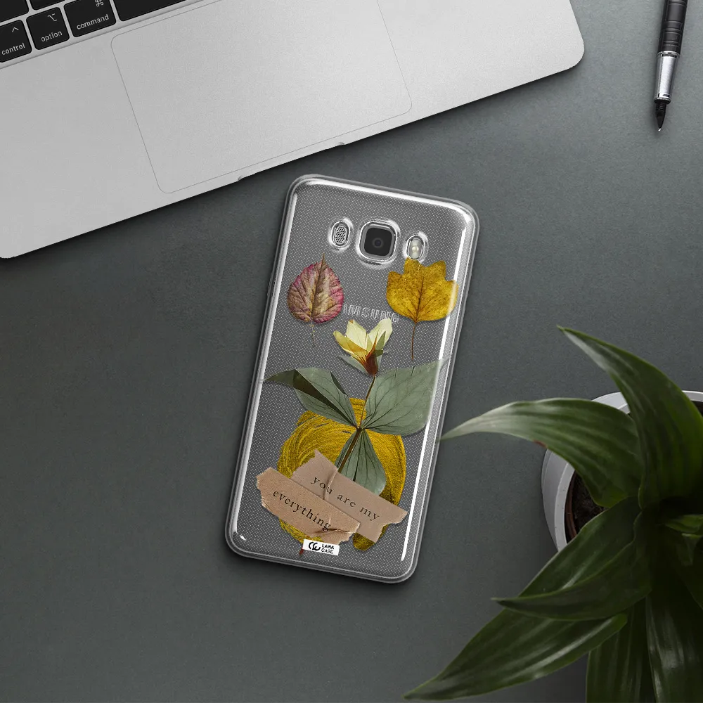 A Flower With Leaves And A Box Samsung J7 2016 Clear Tpu Case