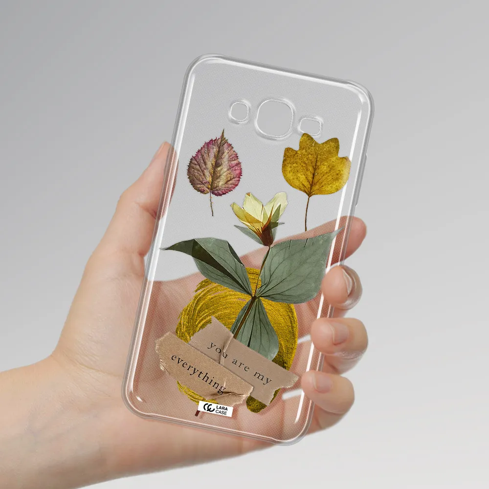 A Flower With Leaves And A Box Samsung J7 Clear Tpu Case
