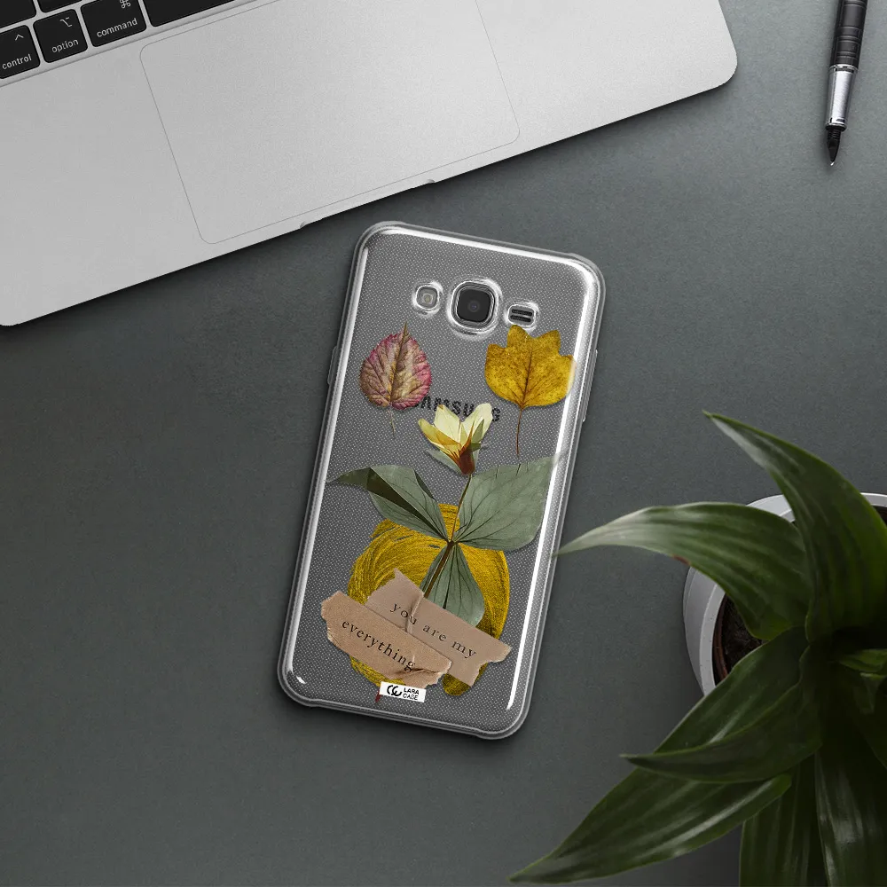 A Flower With Leaves And A Box Samsung J7 Clear Tpu Case
