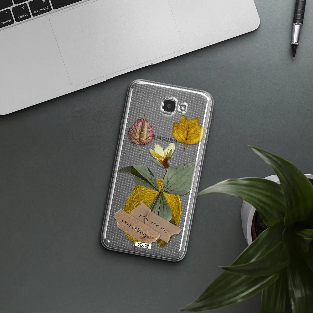 A Flower With Leaves And A Box Samsung J7 Prim Clear Tpu Case
