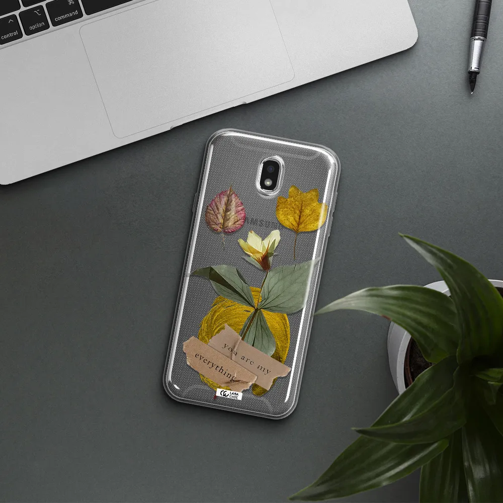 A Flower With Leaves And A Box Samsung J7 Pro Clear Tpu Case
