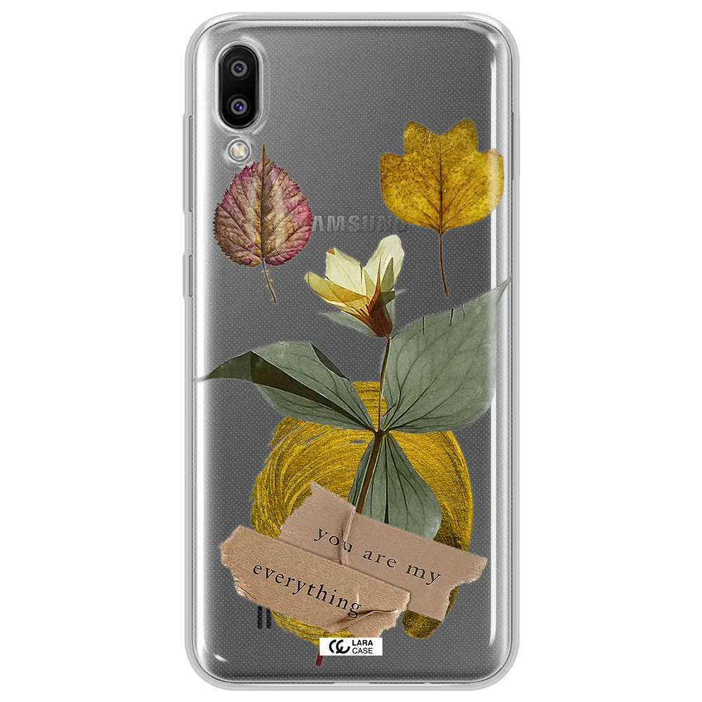 A Flower With Leaves And A Box Samsung M10 Clear Tpu Case