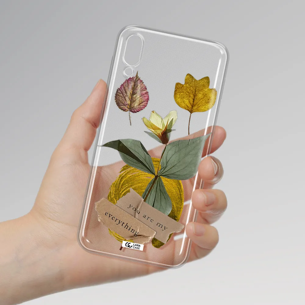A Flower With Leaves And A Box Samsung M10 Clear Tpu Case