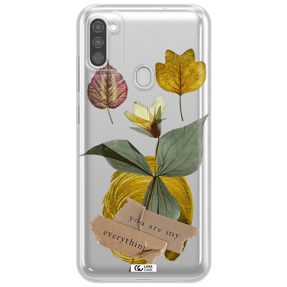 A Flower With Leaves And A Box Samsung M11 Clear Tpu Case