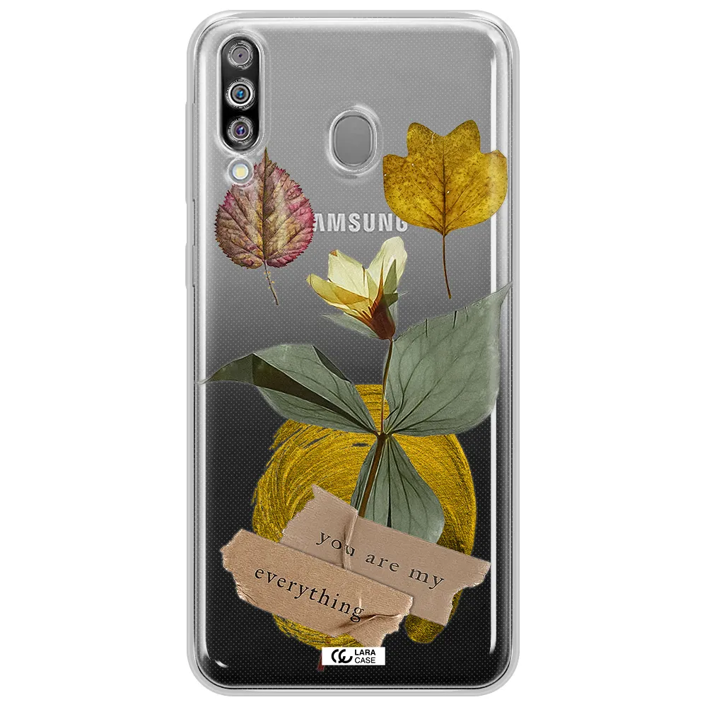 A Flower With Leaves And A Box Samsung M30 Clear Tpu Case
