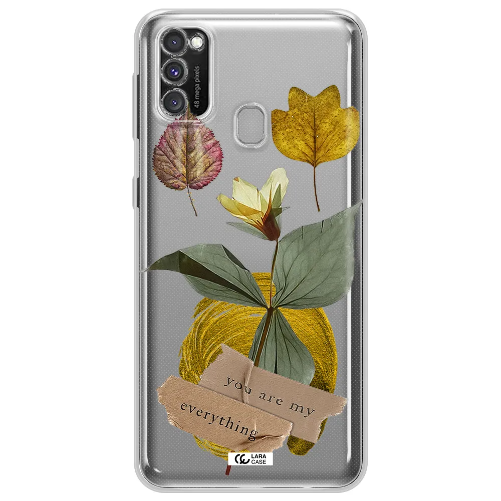 A Flower With Leaves And A Box Samsung M30S Clear Tpu Case