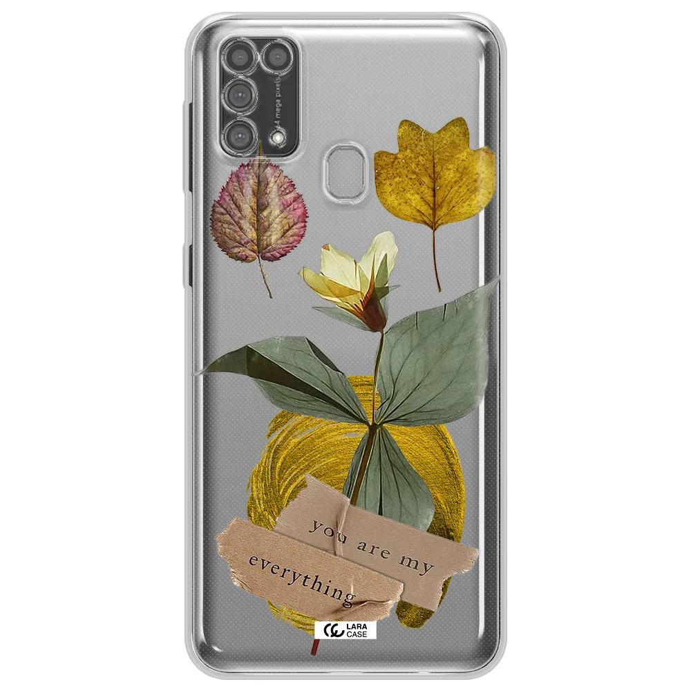A Flower With Leaves And A Box Samsung M31 Clear Tpu Case