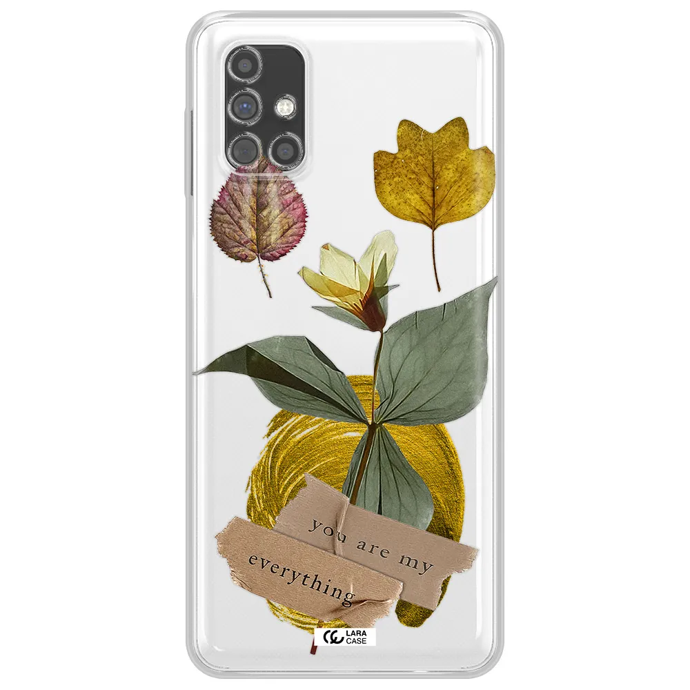A Flower With Leaves And A Box Samsung M31S Clear Tpu Case