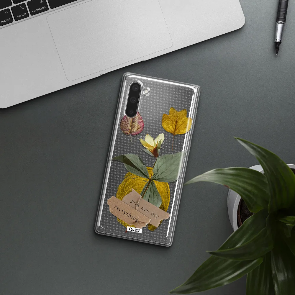 A Flower With Leaves And A Box Samsung Note 10 Clear Tpu Case