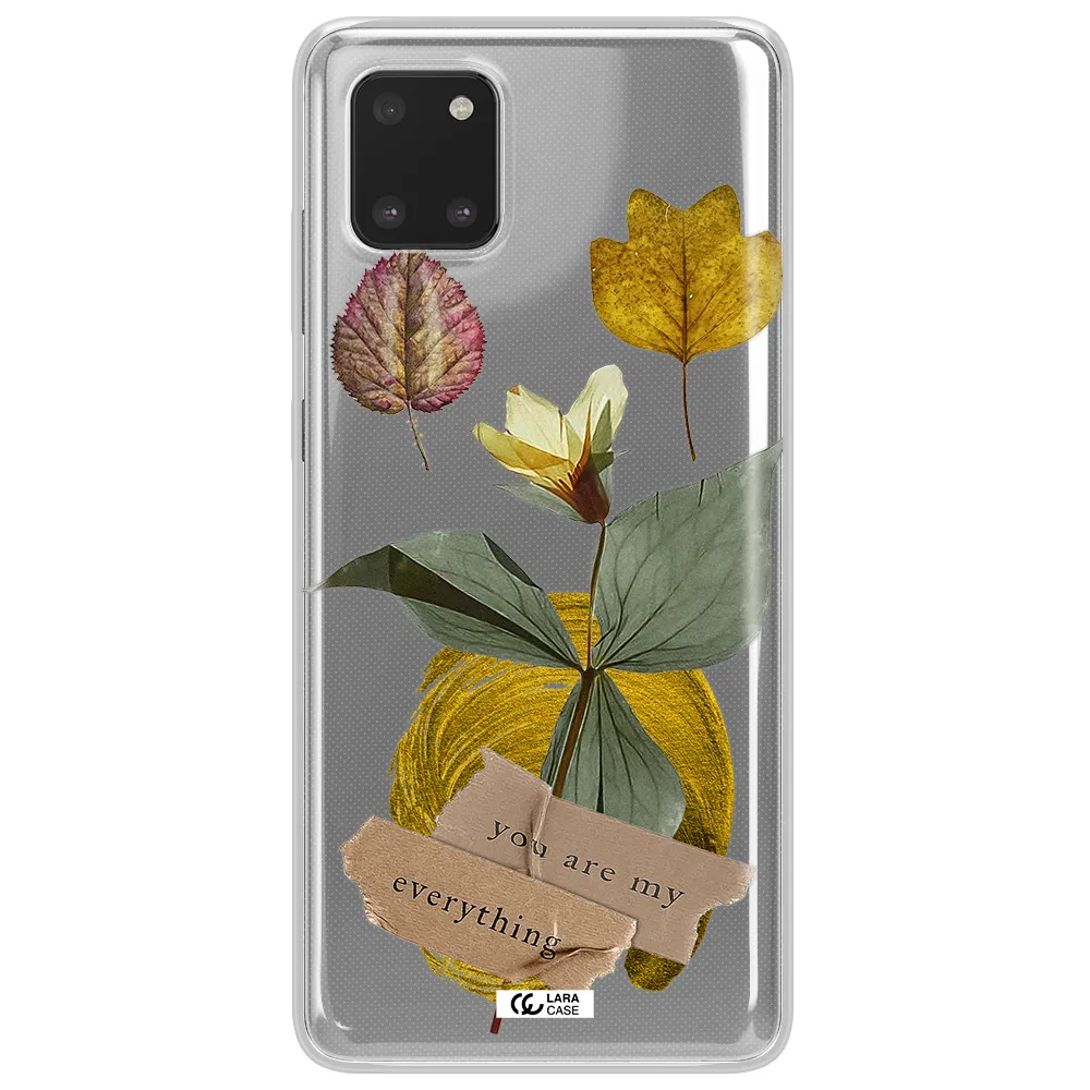A Flower With Leaves And A Box Samsung Note 10 Lite Clear Tpu Case