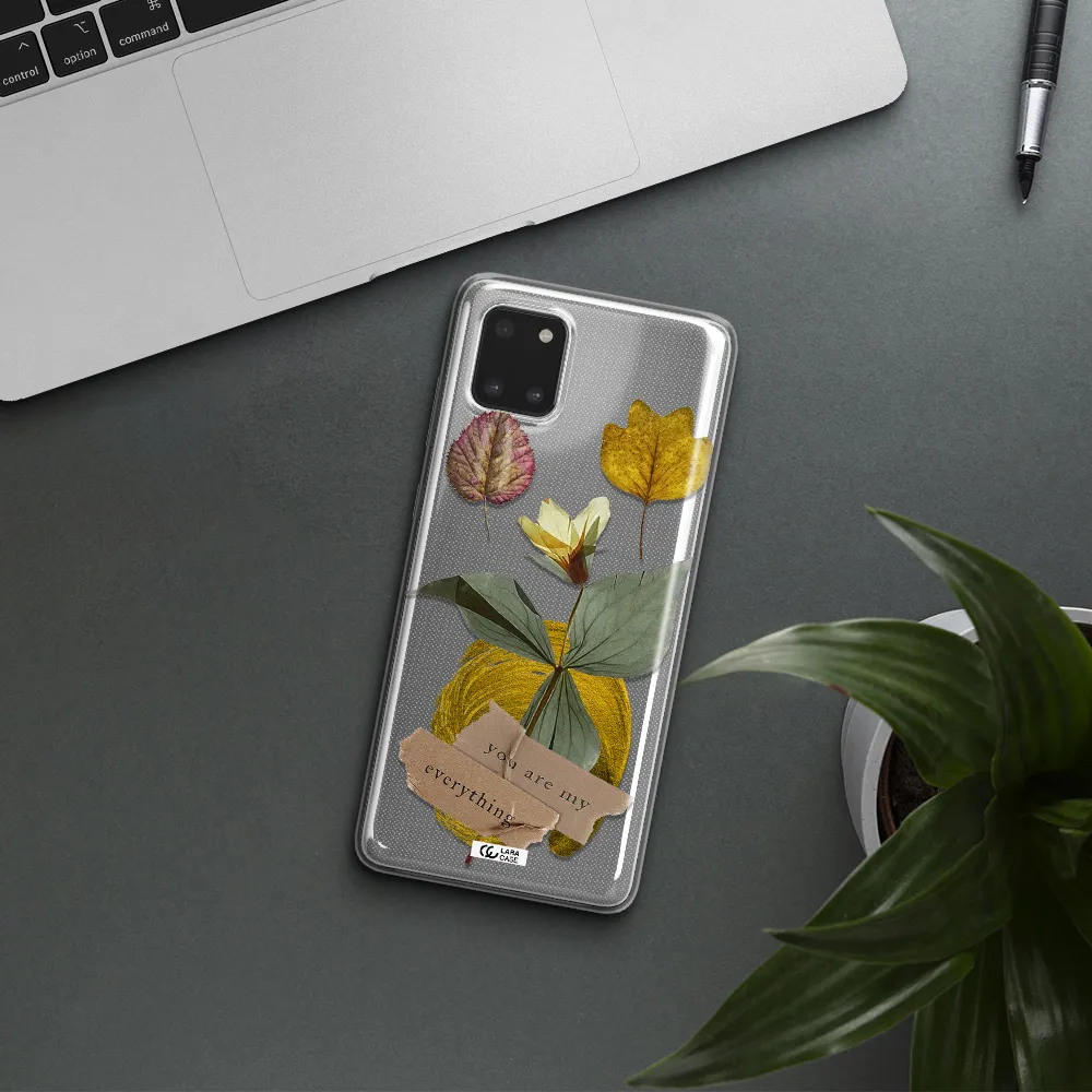 A Flower With Leaves And A Box Samsung Note 10 Lite Clear Tpu Case