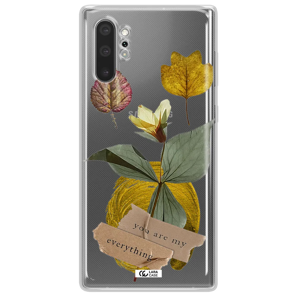A Flower With Leaves And A Box Samsung Note 10 Plus Clear Tpu Case
