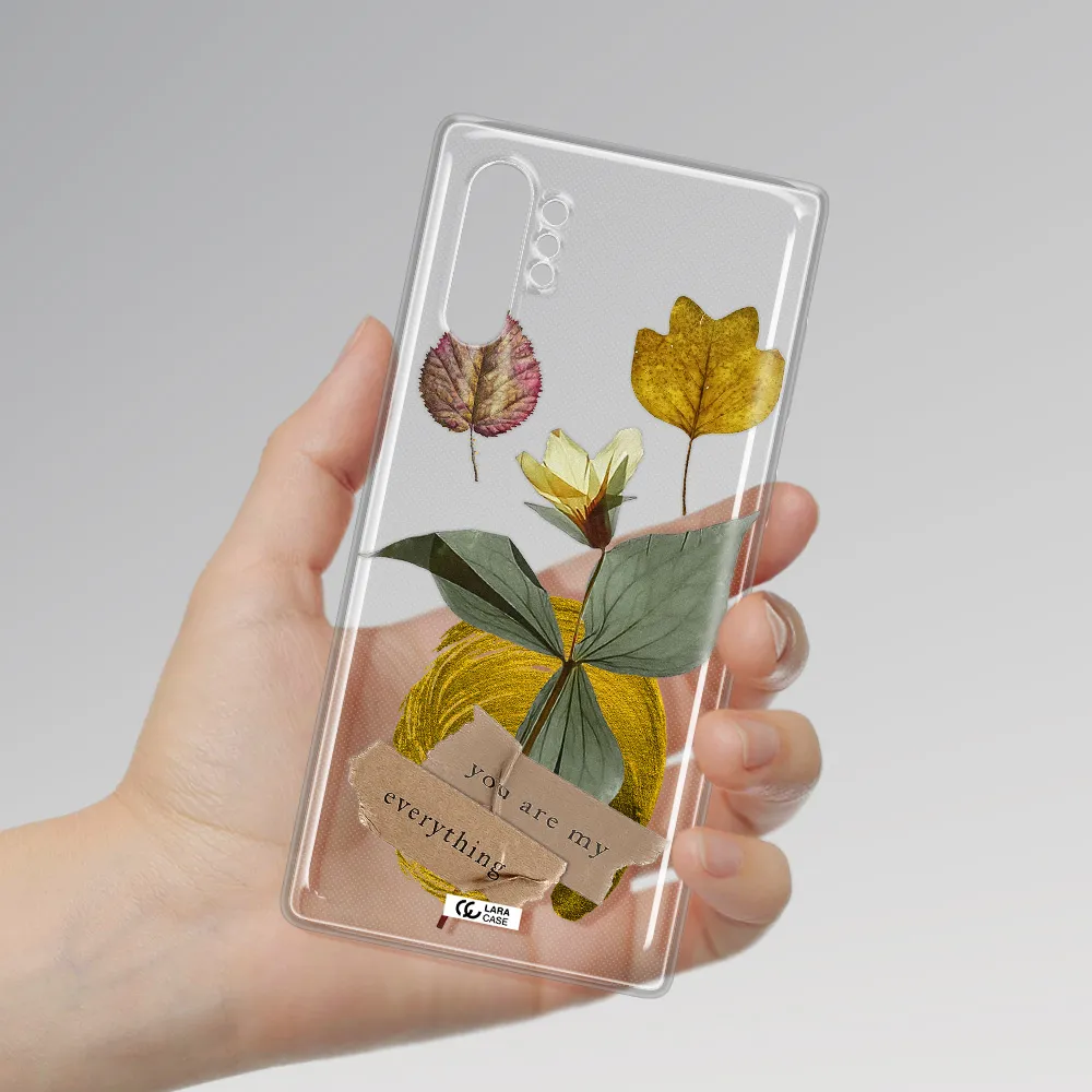 A Flower With Leaves And A Box Samsung Note 10 Plus Clear Tpu Case