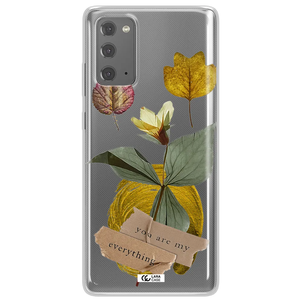 A Flower With Leaves And A Box Samsung Note 20 Clear Tpu Case