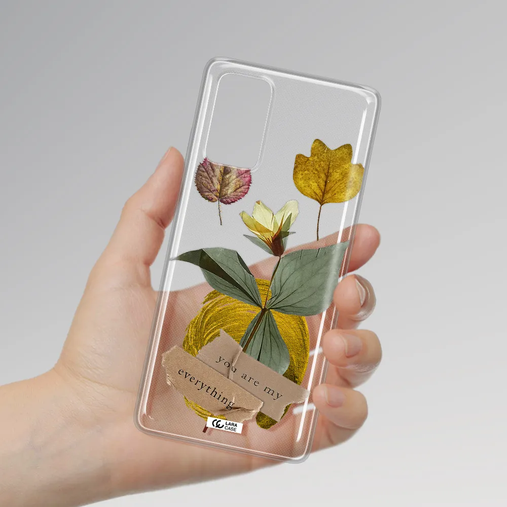 A Flower With Leaves And A Box Samsung Note 20 Clear Tpu Case