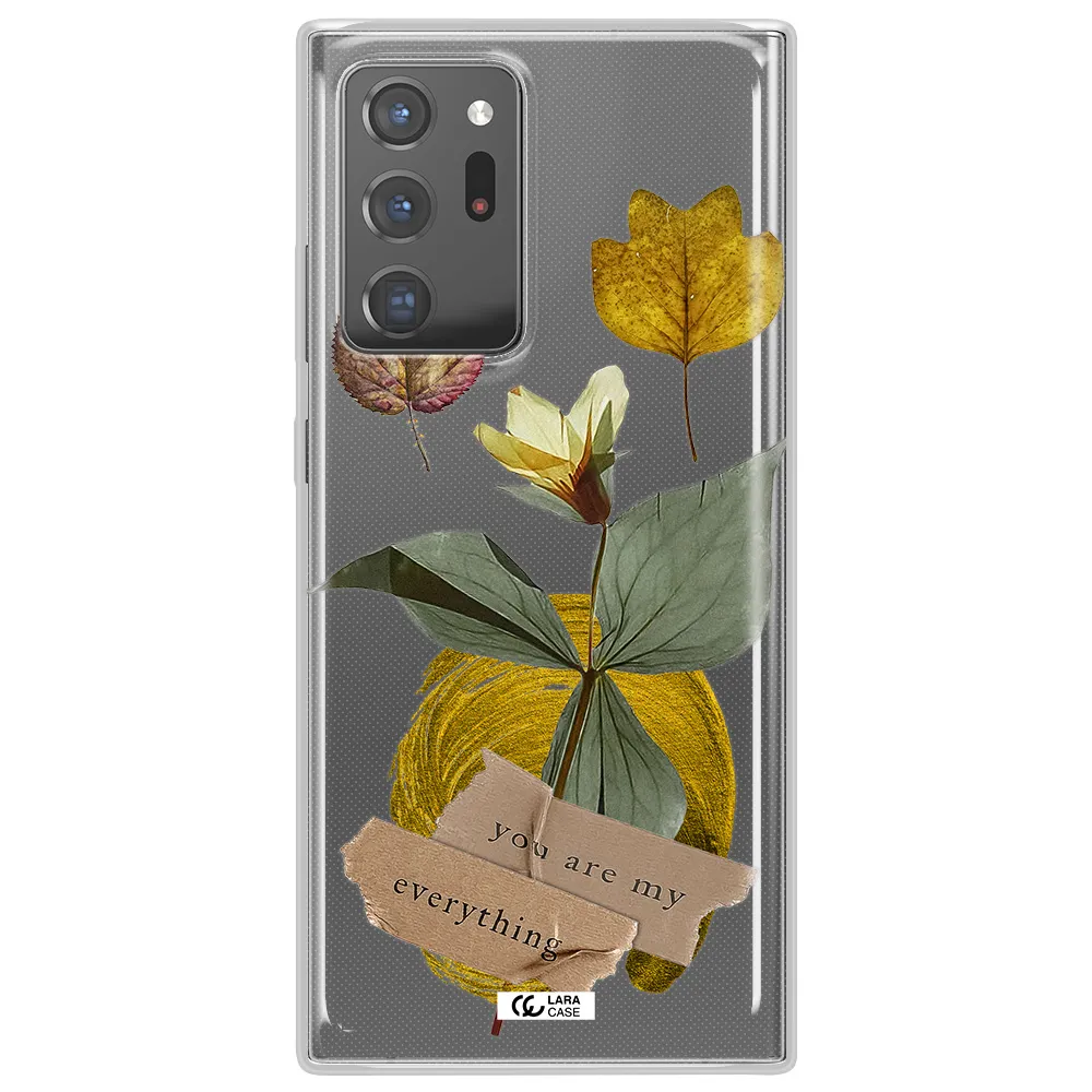 A Flower With Leaves And A Box Samsung Note 20 Ultra Clear Tpu Case