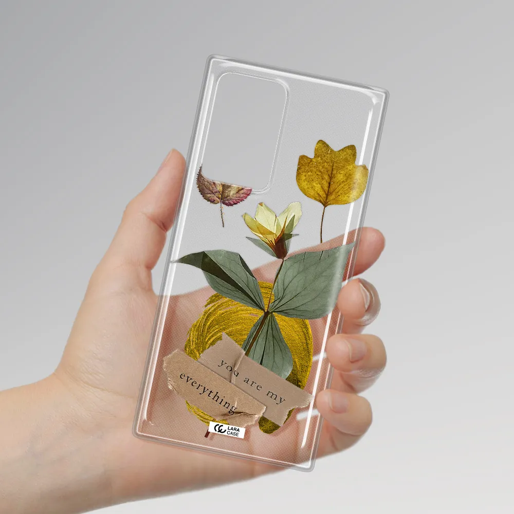 A Flower With Leaves And A Box Samsung Note 20 Ultra Clear Tpu Case