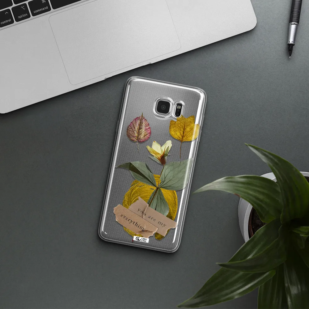 A Flower With Leaves And A Box Samsung Note 5 Clear Tpu Case