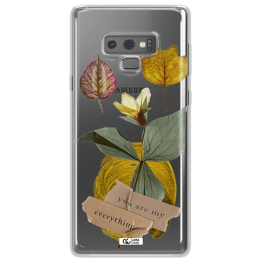 A Flower With Leaves And A Box Samsung Note 9 Clear Tpu Case