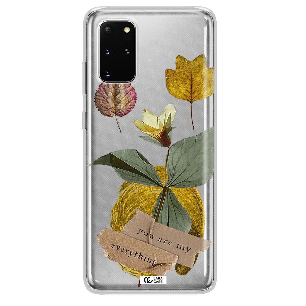 A Flower With Leaves And A Box Samsung S 20 Plus Clear Tpu Case