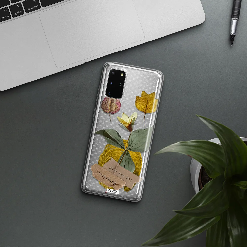 A Flower With Leaves And A Box Samsung S 20 Plus Clear Tpu Case