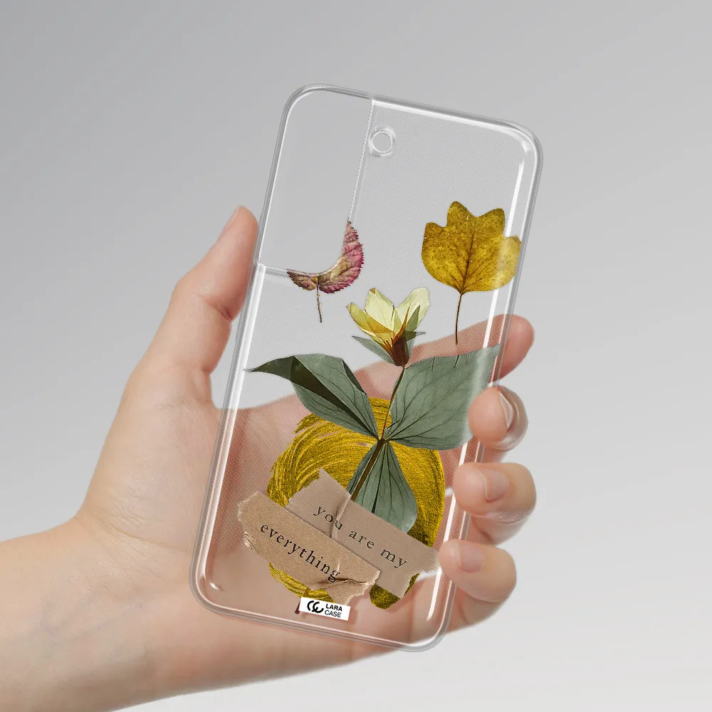 A Flower With Leaves And A Box Samsung S 22 Plus Clear Tpu Case