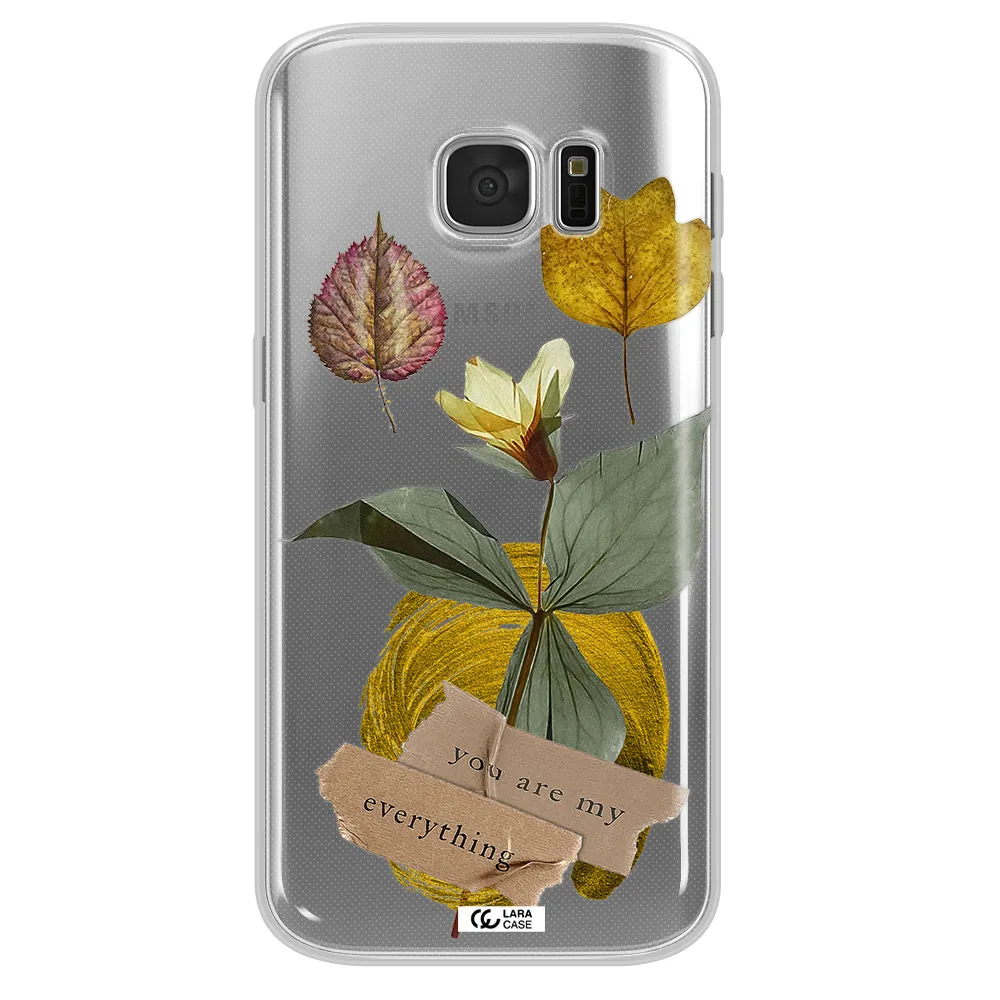 A Flower With Leaves And A Box Samsung S 7 Clear Tpu Case