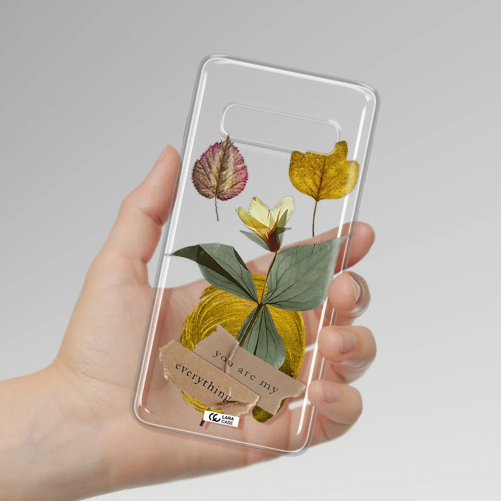 A Flower With Leaves And A Box Samsung S10 Clear Tpu Case