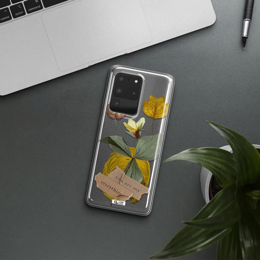 A Flower With Leaves And A Box Samsung S20 Ultra Clear Tpu Case