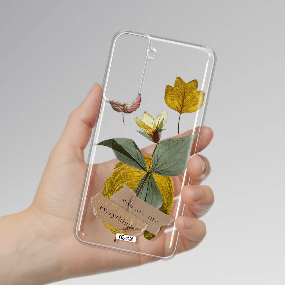 A Flower With Leaves And A Box Samsung S21 Fe Clear Tpu Case