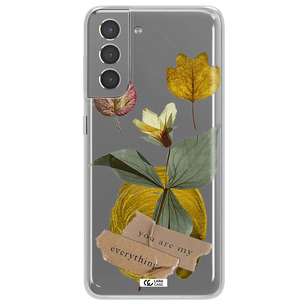 A Flower With Leaves And A Box Samsung S21 Plus Clear Tpu Case
