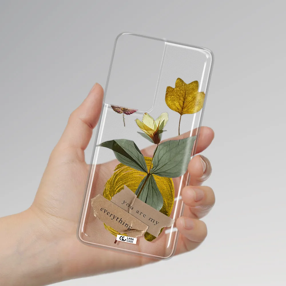 A Flower With Leaves And A Box Samsung S21 Ultra Clear Tpu Case